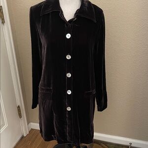 Velvet Button-Up Coat